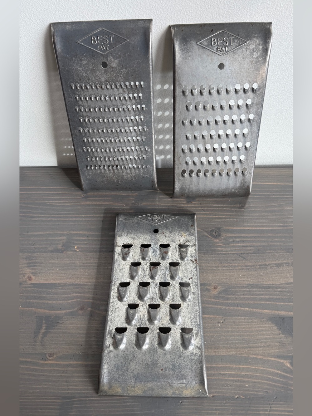 3 x vintage metal BEST graters